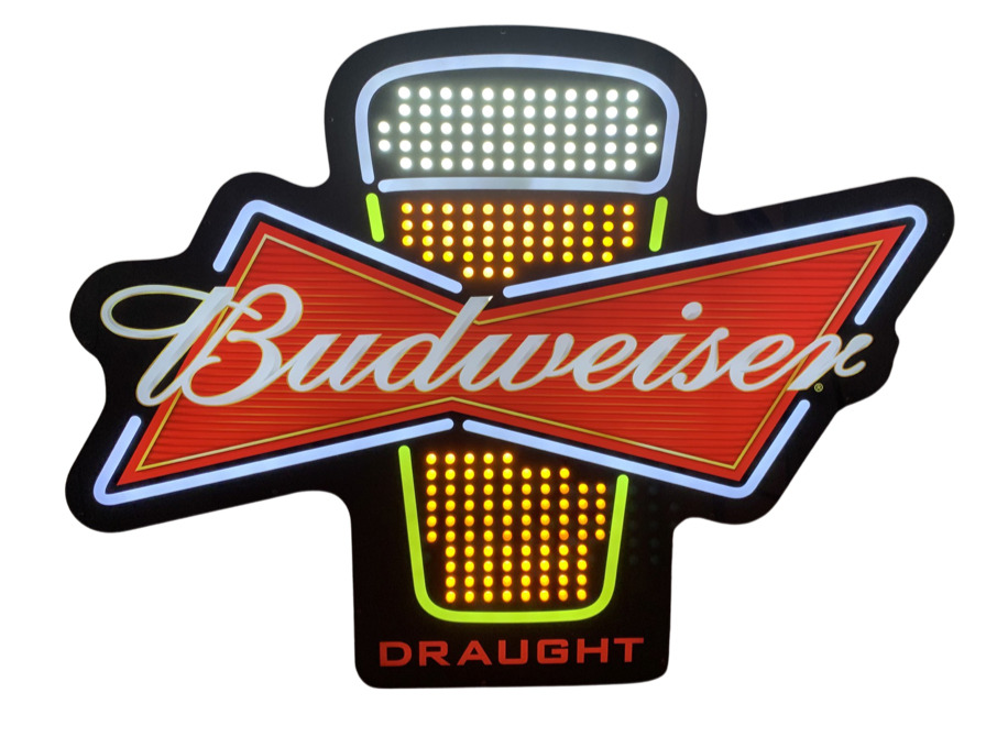 Budweiser Led Motion Beer Pub Sign - Filling Glass  Man Cave  Way Cool Very Rare
