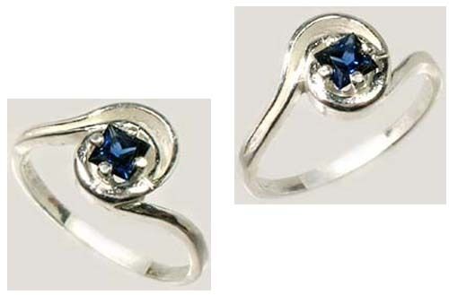 Antique 19th Century Gemstone 1/3ct Blue Sapphire Sterling Silver Ring