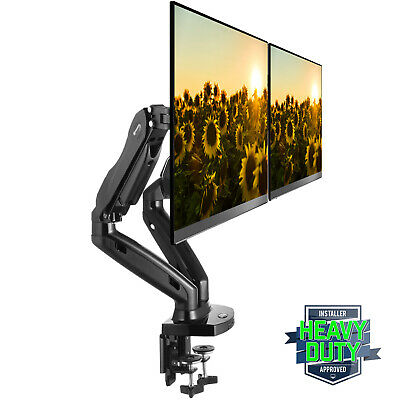 Full Motion Dual Lcd Monitor Gas Spring Desk Mount For Screens Up To 27"