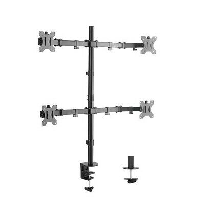 Quad Monitor Desk Mount Adjustable Clamp Stand Heavy Duty 4 Screens Up To 32"