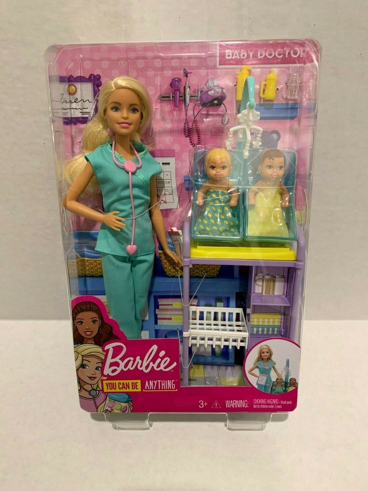 New Barbie Careers Baby Doctor Doll Play Set + Babies
