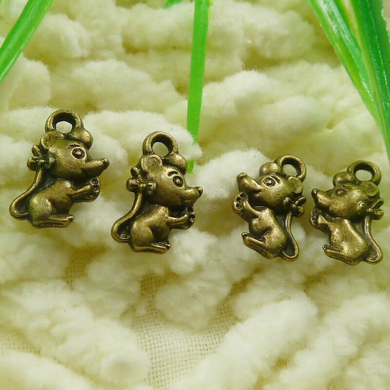 420 Pcs Bronze Plated Mouse Charms Pendant 12x7mm S1801 Diy Jewelry Making