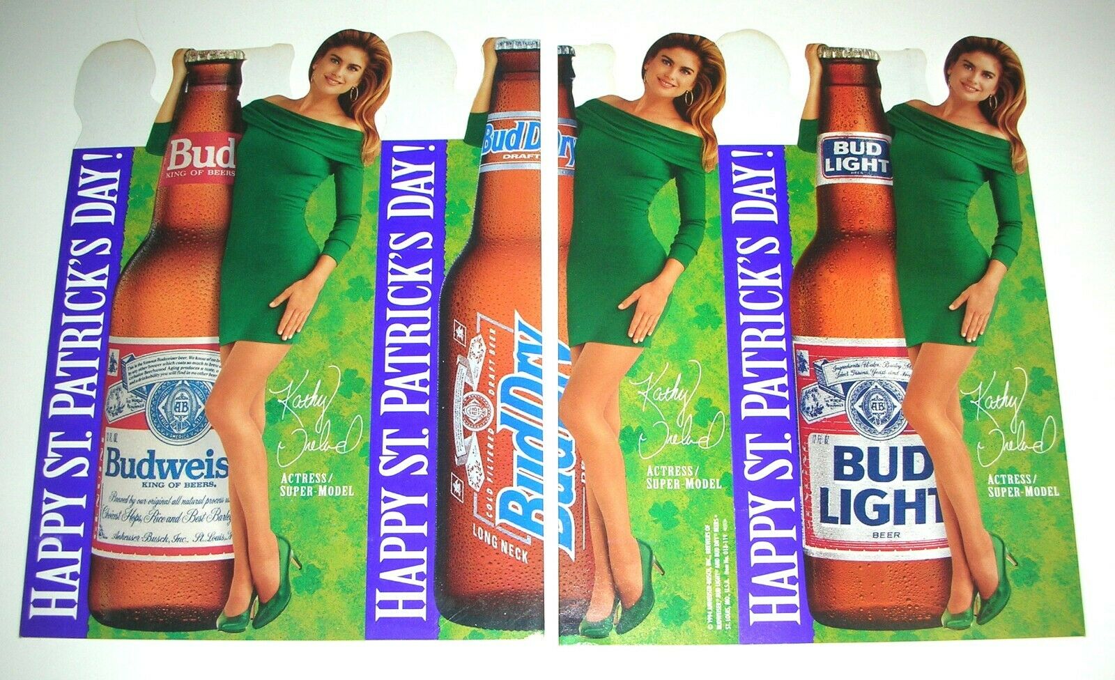 Kathy Ireland St. Pat's Day Bud Light Advertising Table Top Tent Standee M- 1994
