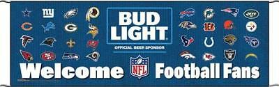 New Bud Light Welcome Football Fans 70" X 22" Outdoor Banner