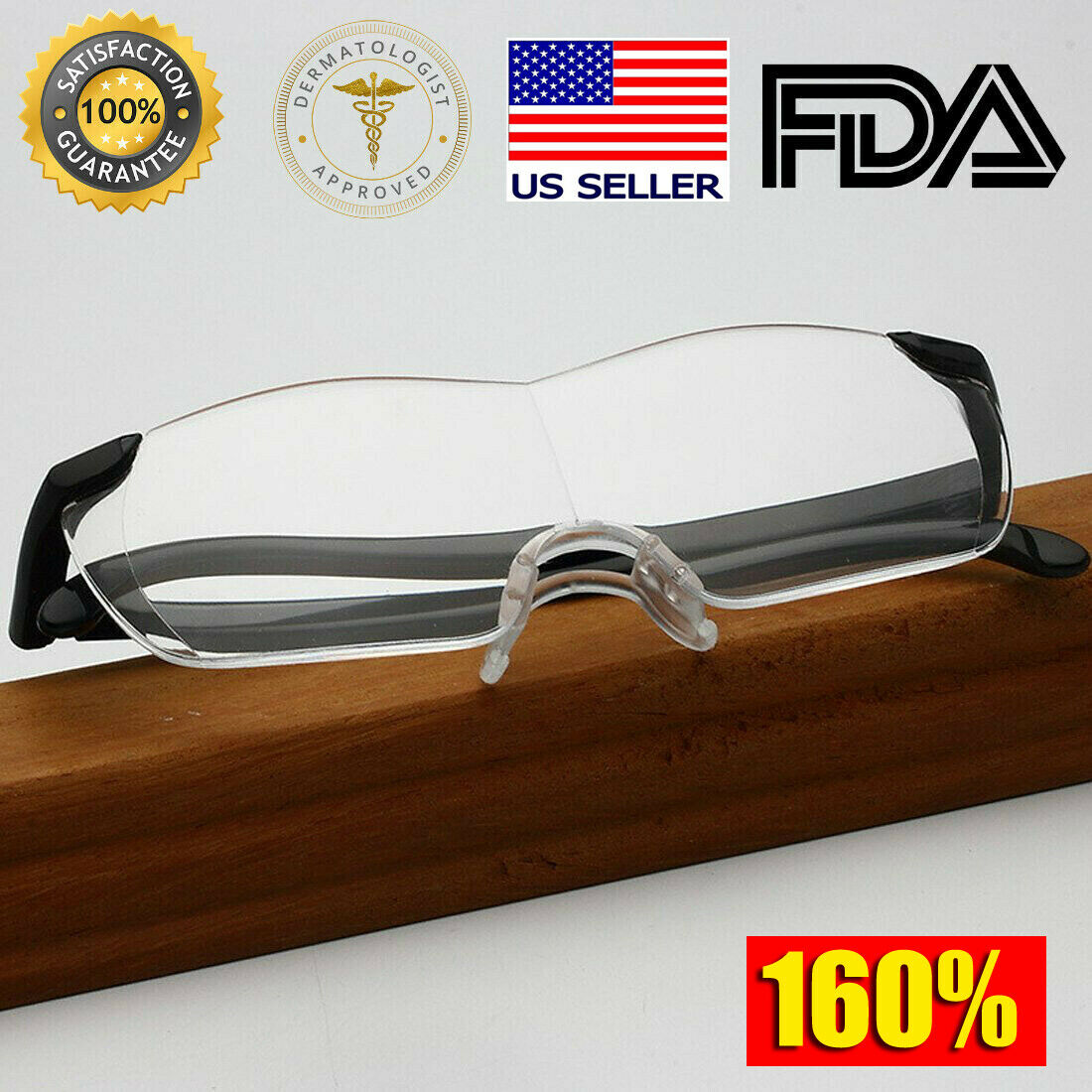 Big Vision Eye Glasses 1.6x Magnifying Eyewear Make Everything Bigger Clearer