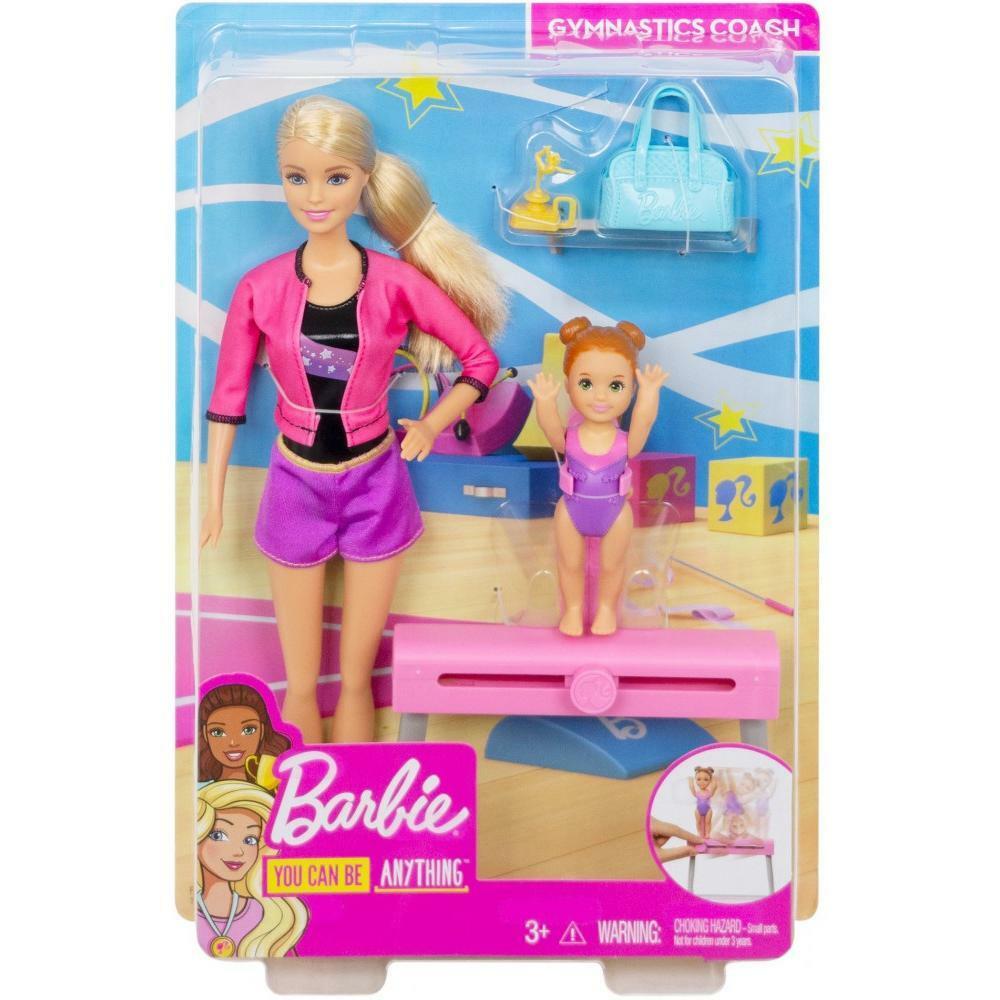 Barbie Gymnastics Coach Dolls & Playset Balance Beam Blonde - Fast Shipping!