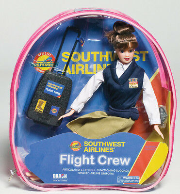 Flight Attendant Doll Southwest Airlines 11" Brunette Backpack & Accessories Swa