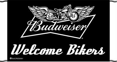 New Budweiser Welcome Bikers  5'x3' Outdoor Banner