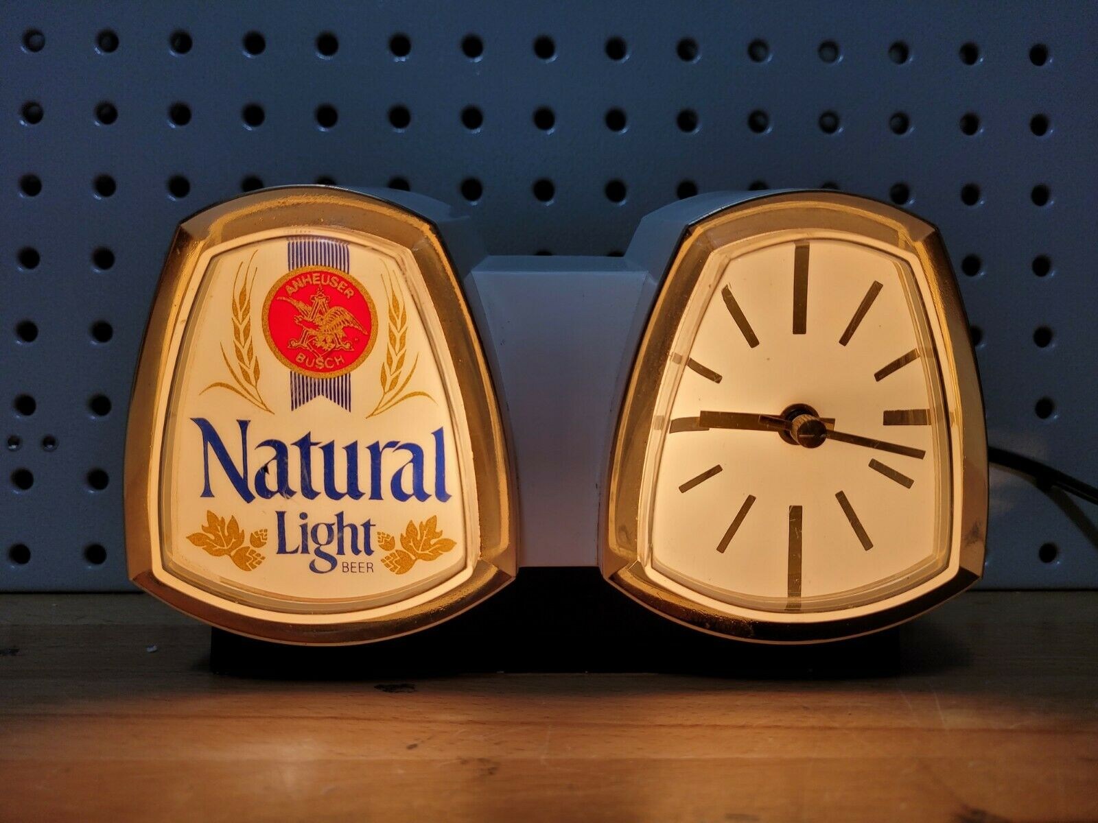 Vintage Natural Light Natty Light Light Up Register Sign Advertising W/ Clock