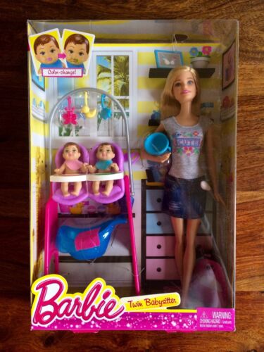 New! Rare! Barbie Careers Twin Babysitter Doll And Playset - Color Changing!
